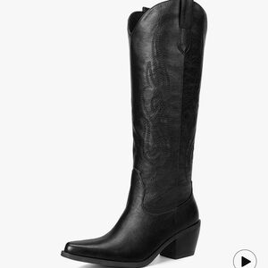 Pasuot Wide Calf Knee High Cowgirl Boots